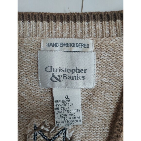 Vintage Christopher & Banks Hand Embroidered Fraktur Hex Sweater Vest Size XL - Picture 2 of 8